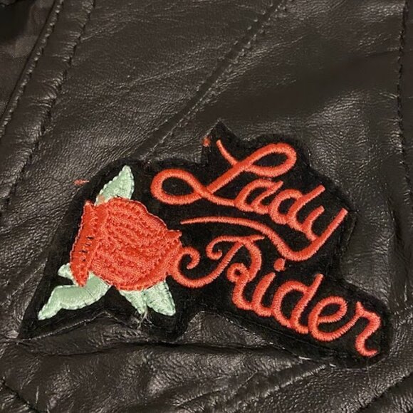 Diamond Plate Women's Leather Biker Vest Moto Classic Black Rare Patches Size M - Picture 10 of 16